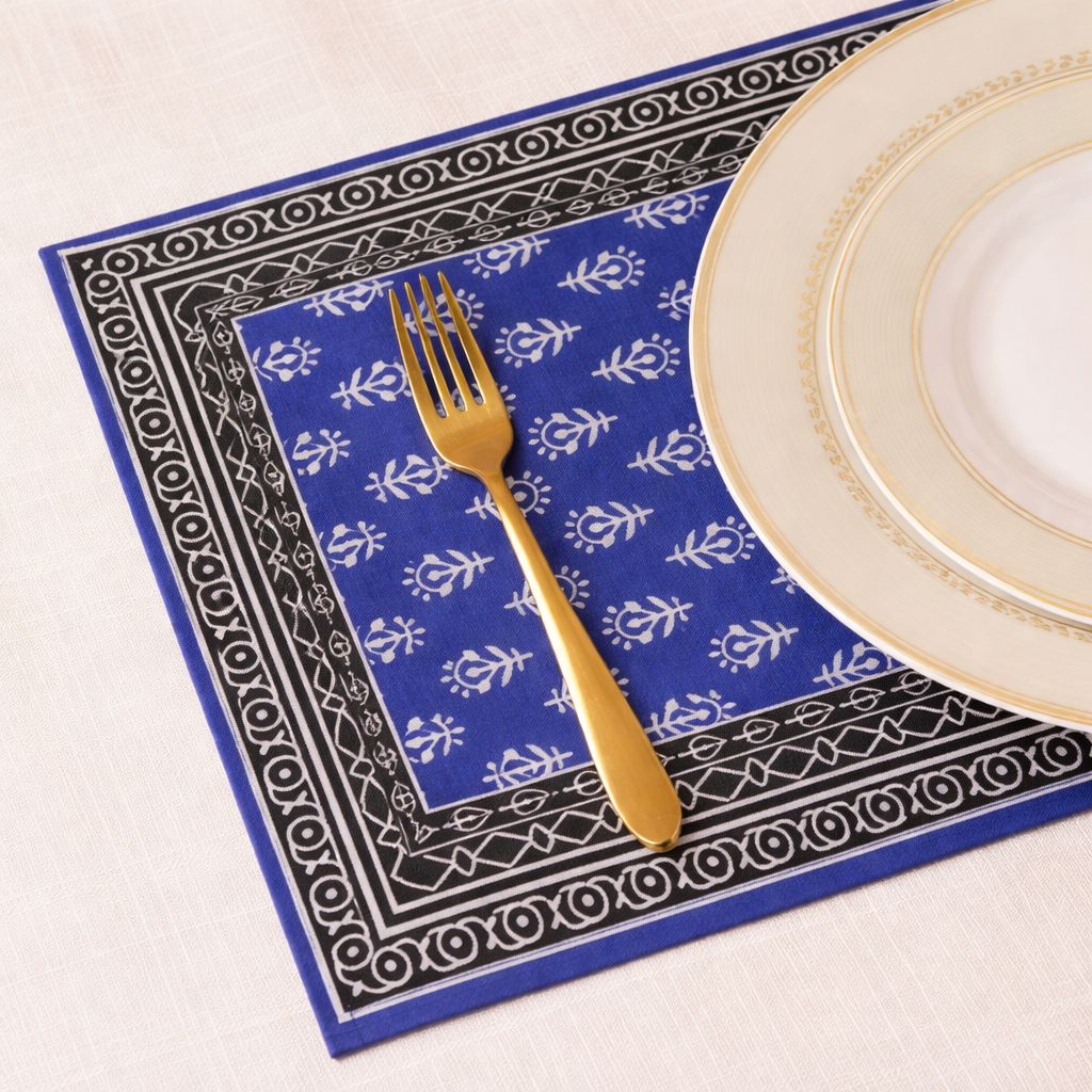 Block Printed Table Placemat (Set of 6) | Handcrafted Dining Placemats