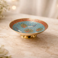 Handcrafted Brass Decorative Plate | Peacock & Floral Design Meenakari Artwork for Home Décor