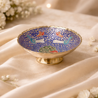 Handcrafted Brass Decorative Plate | Peacock & Floral Design Meenakari Artwork for Home Décor