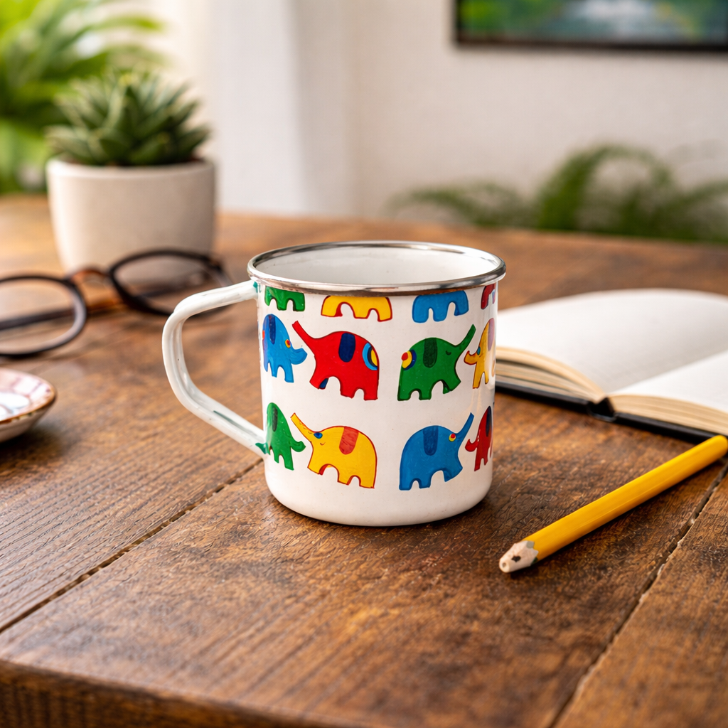 Hand Painted Stainless Steel Mug | Reusable Tea Cup for Home & Office