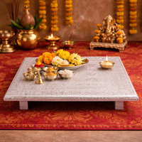 Silver Finish Embossed Pooja Chowki / Decorative Mandir Platform for Home & Temple
