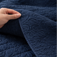 Velvety Quilted Bedcover Set with 2 Pillow Covers – Soft Premium Bedding- Blue