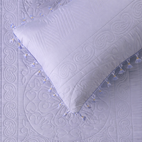 Premium Quilted Cotton Bedcover with Tassels-Purple