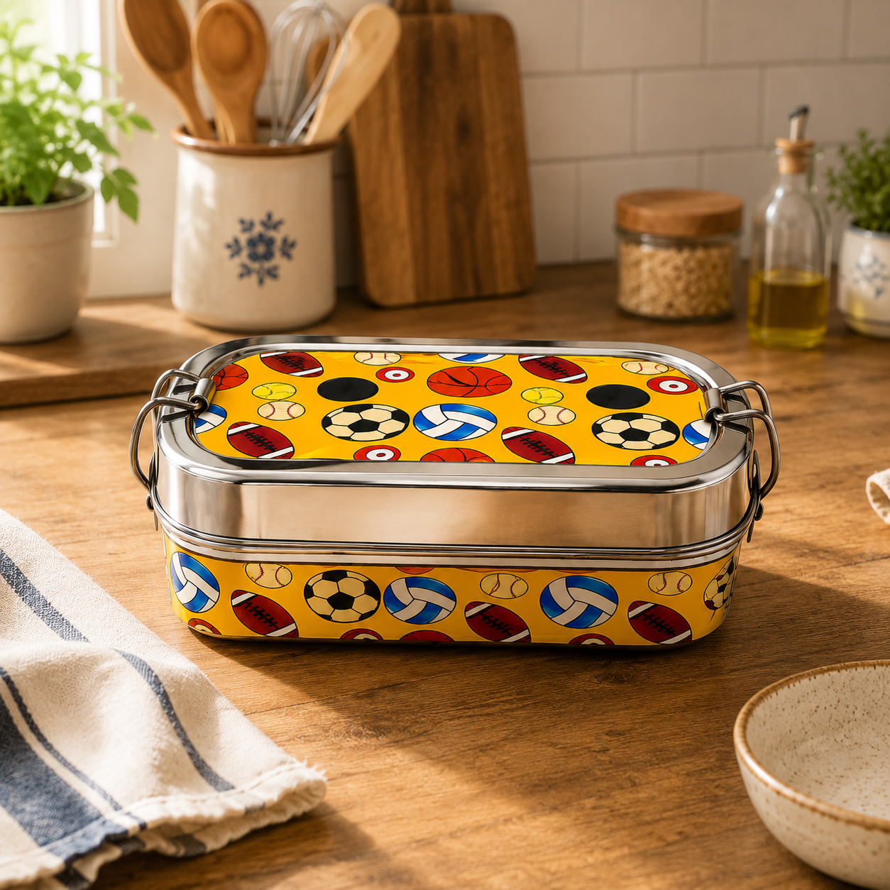 Eco-Friendly Meenakari Steel Tiffin Box