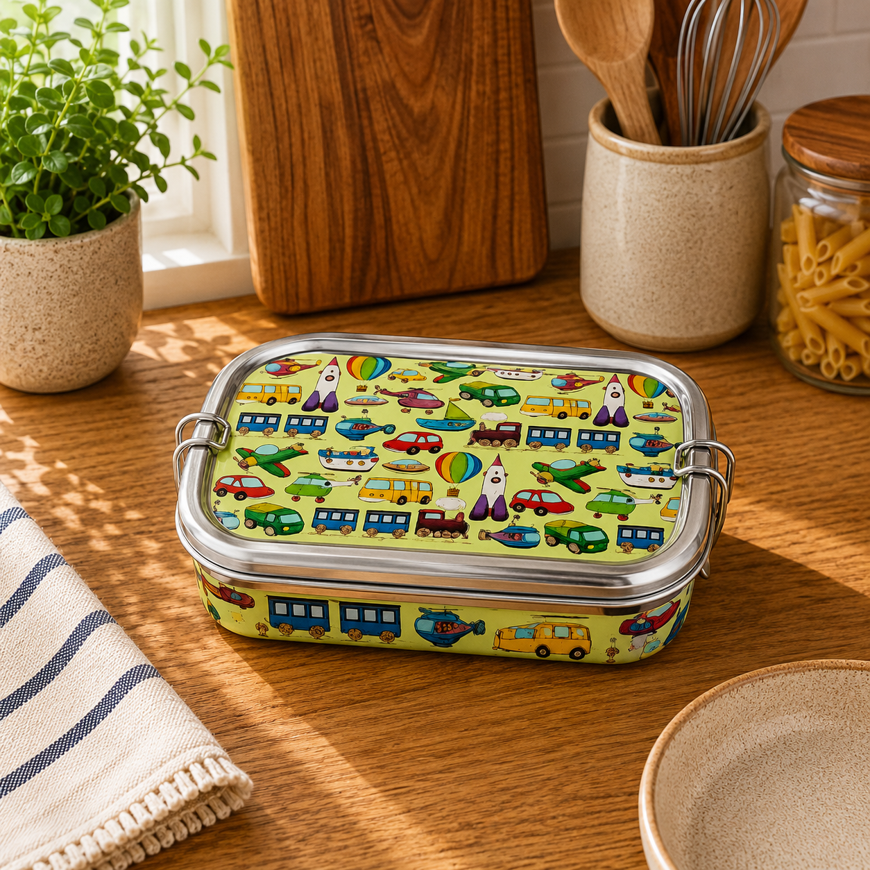 Eco-Friendly Meenakari Steel Tiffin Box