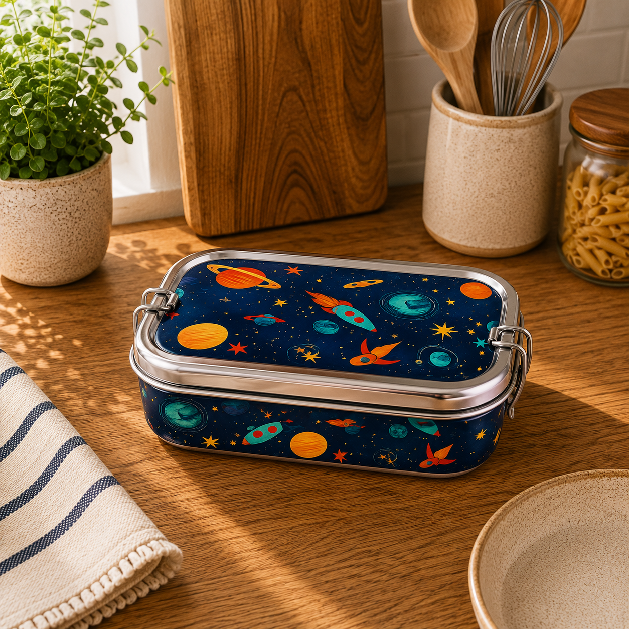 Eco-Friendly Meenakari Steel Tiffin Box