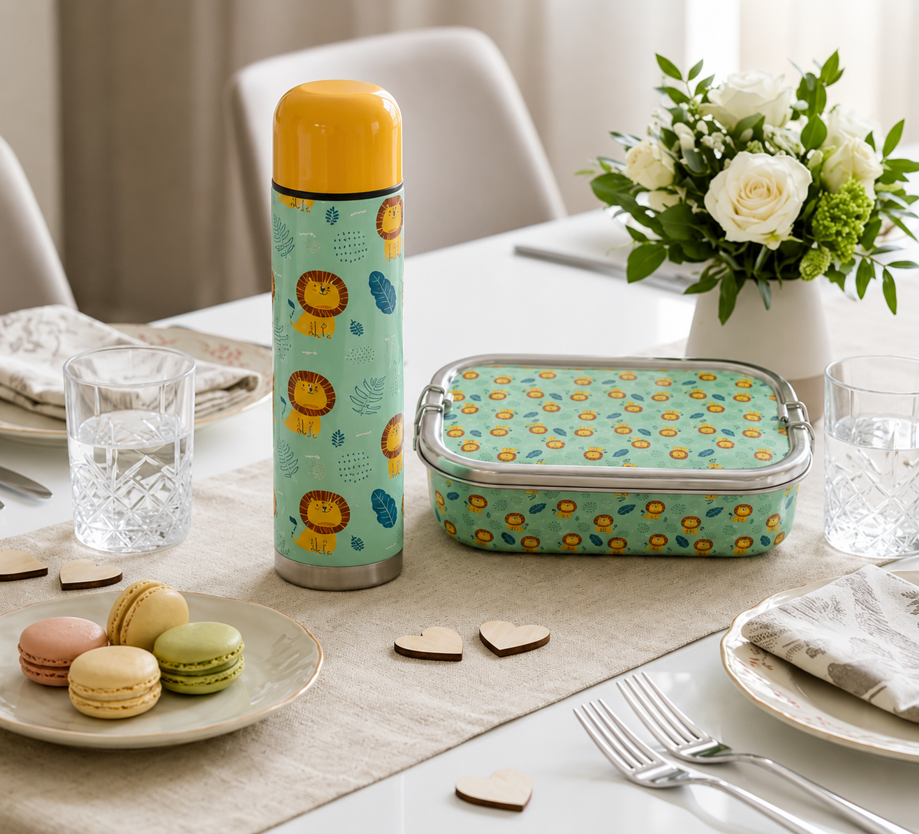 Stainless Steel Lunch Box & Water Thermos Set