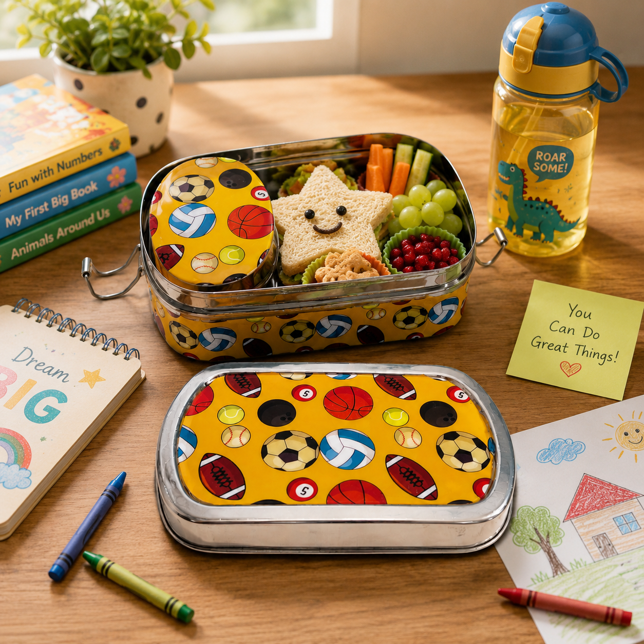 Eco-Friendly Meenakari Steel Tiffin Box