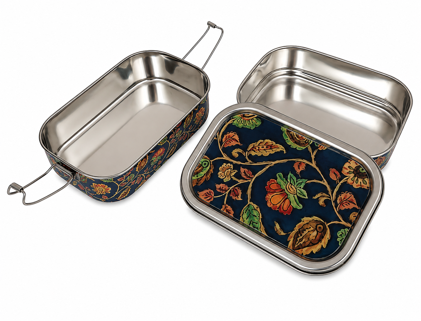 Eco-Friendly Ethnic Meenakari 2-Tier Steel Tiffin