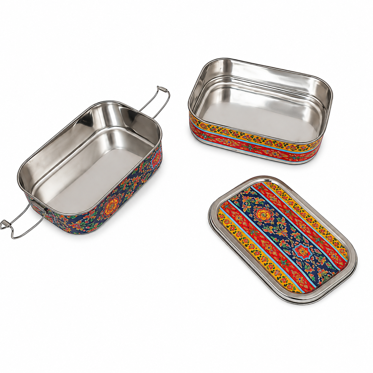 Eco-Friendly Ethnic Meenakari 2-Tier Steel Tiffin