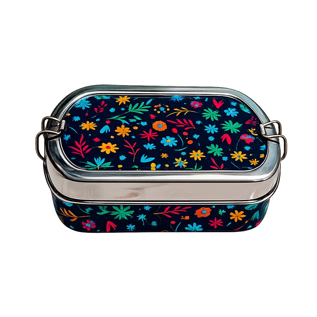 Eco-Friendly Meenakari Steel Tiffin Box