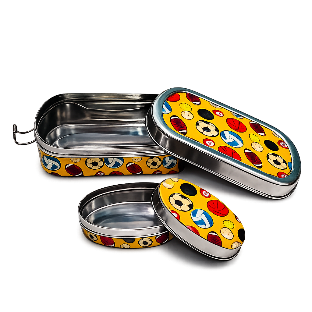 Eco-Friendly Meenakari Steel Tiffin Box