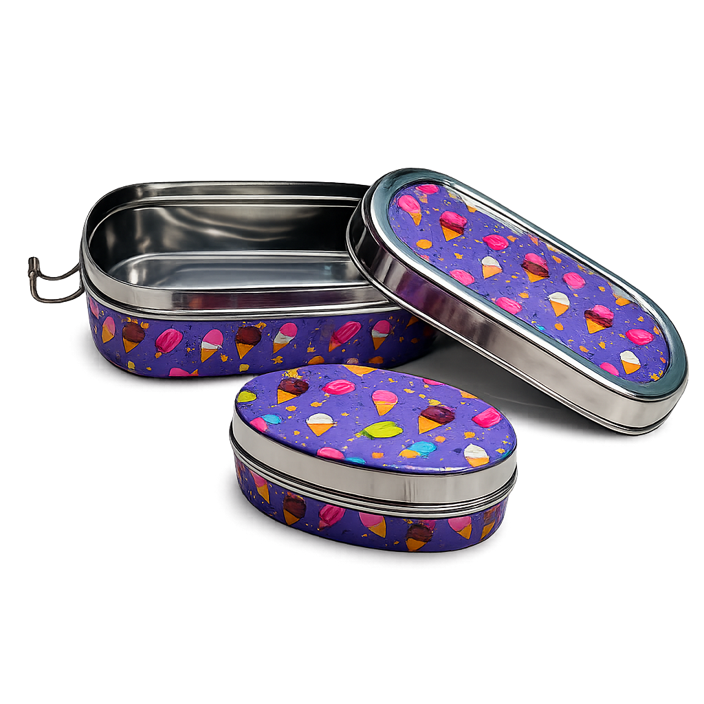 Eco-Friendly Meenakari Steel Tiffin Box