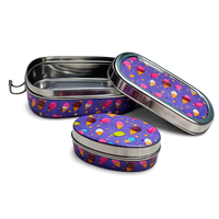 Meenakari Steel Tiffin Box – Stylish & Durable -Set Of 2 ( Panda +Llama) Combo
