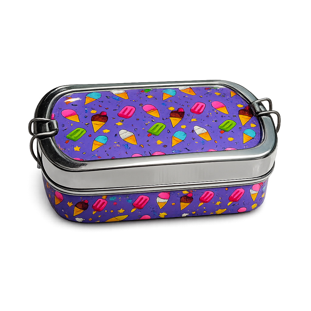 Eco-Friendly Meenakari Steel Tiffin Box