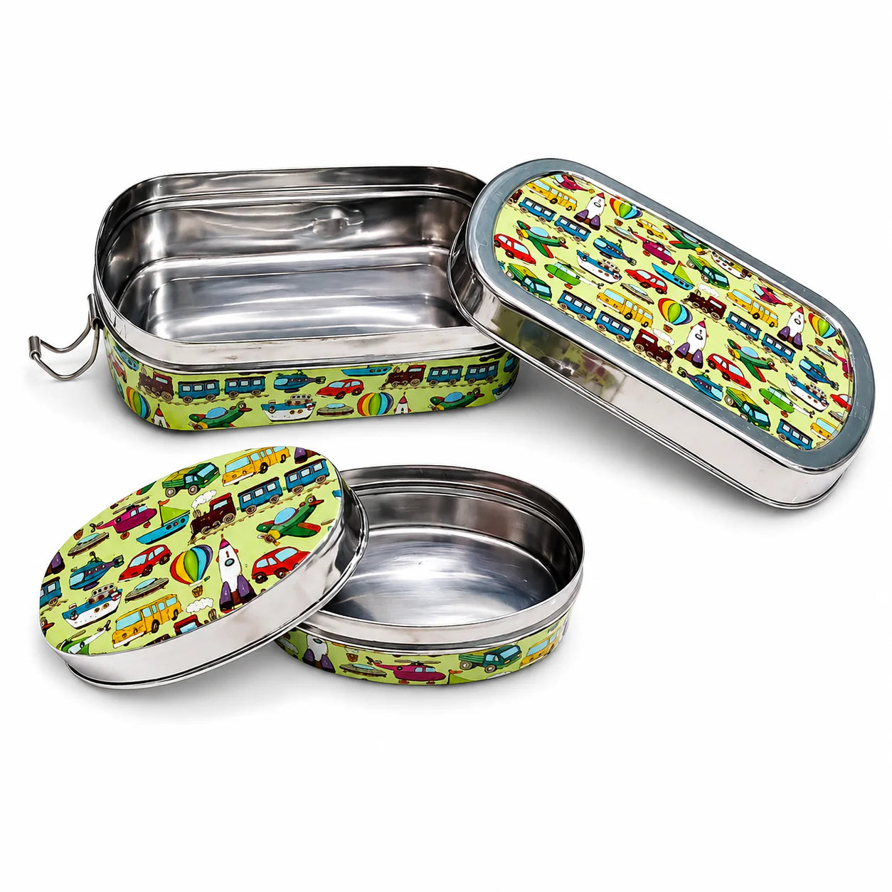 Meenakari Steel Tiffin Box – Stylish & Durable -Set Of 2 ( Panda +Llama) Combo