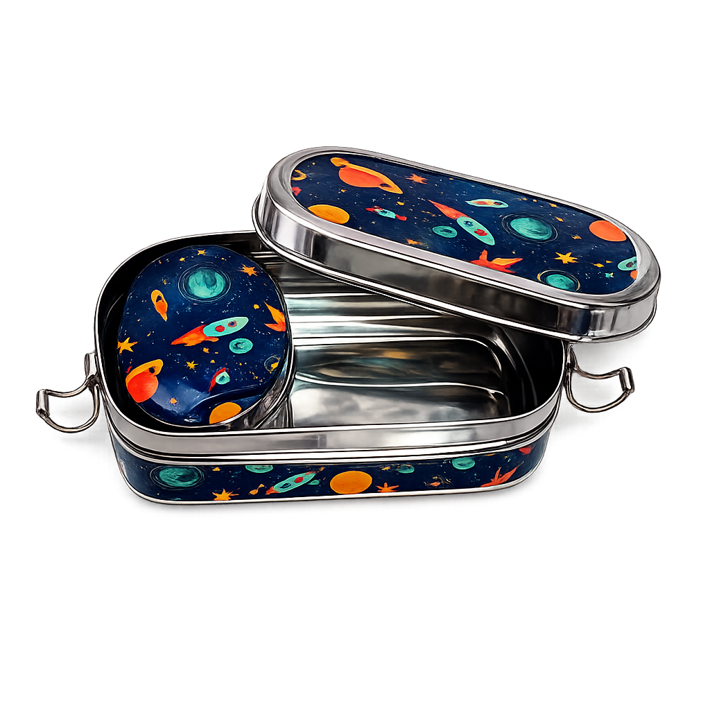 Eco-Friendly Meenakari Steel Tiffin Box