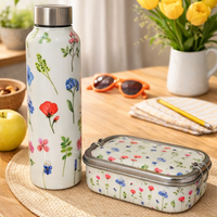Stainless Steel Lunch Box & Water Bottle (1L) Set