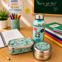 Stainless Steel Lunch Box , Snack Box & Water Bottle (750 ML) Set