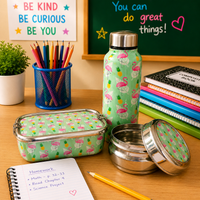 Stainless Steel Lunch Box , Snack Box & Water Bottle (750 ML) Set