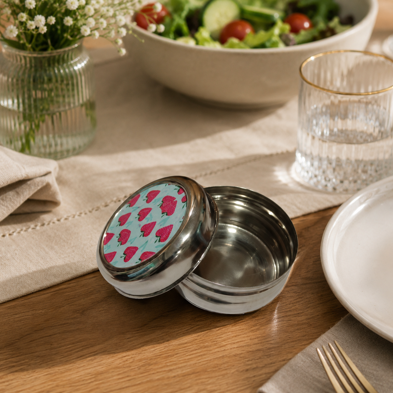 Stainless Steel Lunch Box , Snack Box & Water Bottle (750 ML) Set