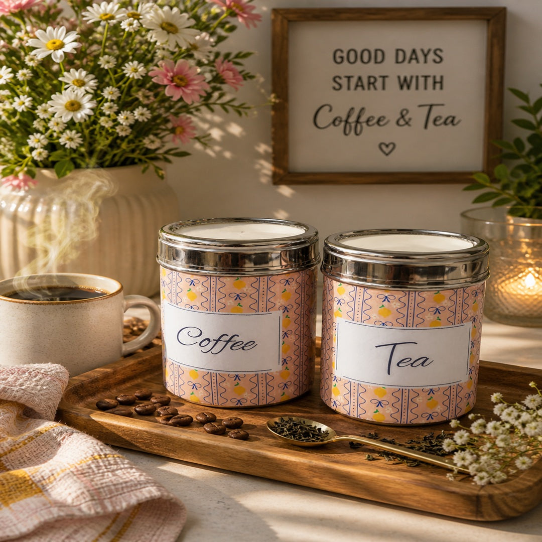 Lemon Coffee and Tea Storage Canister | Decorative Airtight Kitchen Container for Coffee, Tea & Sugar