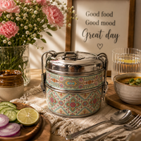 Handcrafted Meenakari Stainless Steel 2 Tier Lunch Box