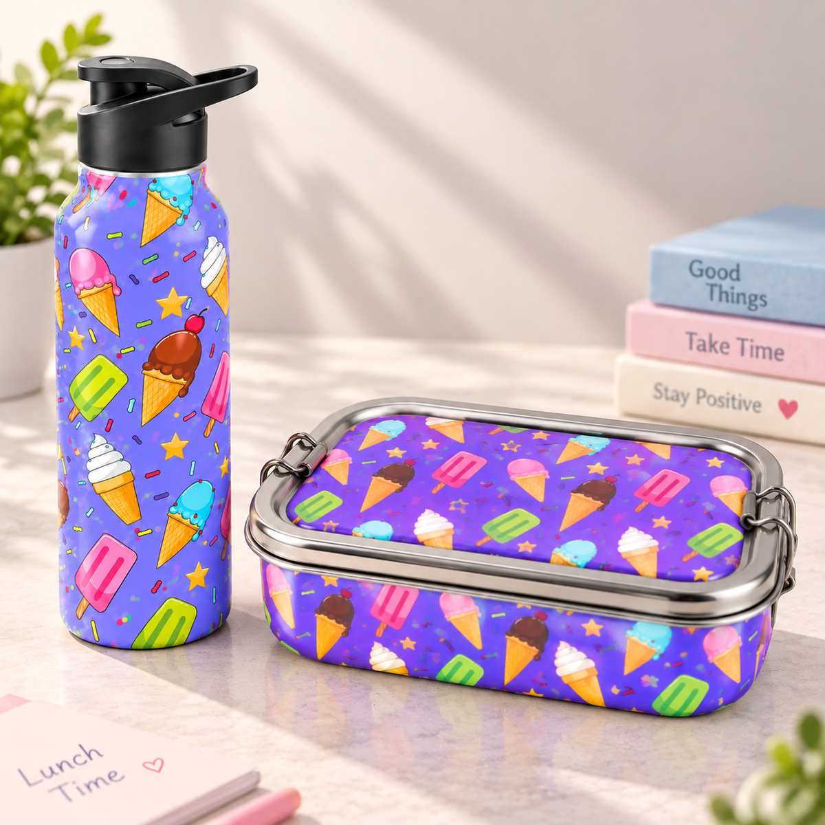 Stainless Steel Lunch Box & Water Sipper (750 ML) Set
