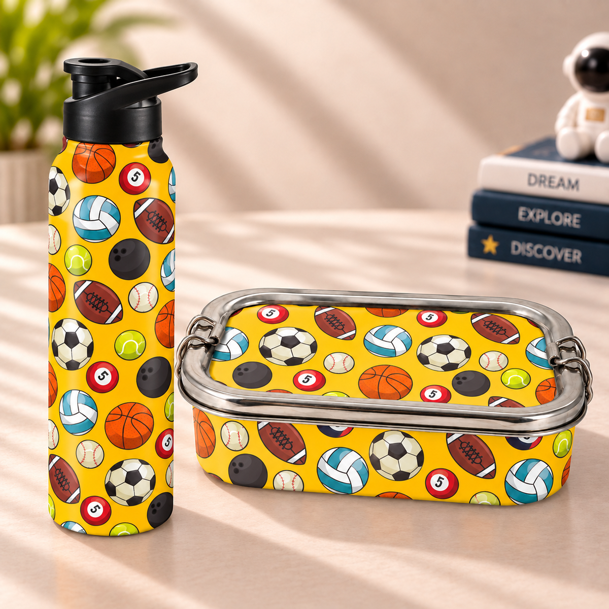 Stainless Steel Lunch Box & Water Sipper (750 ML) Set