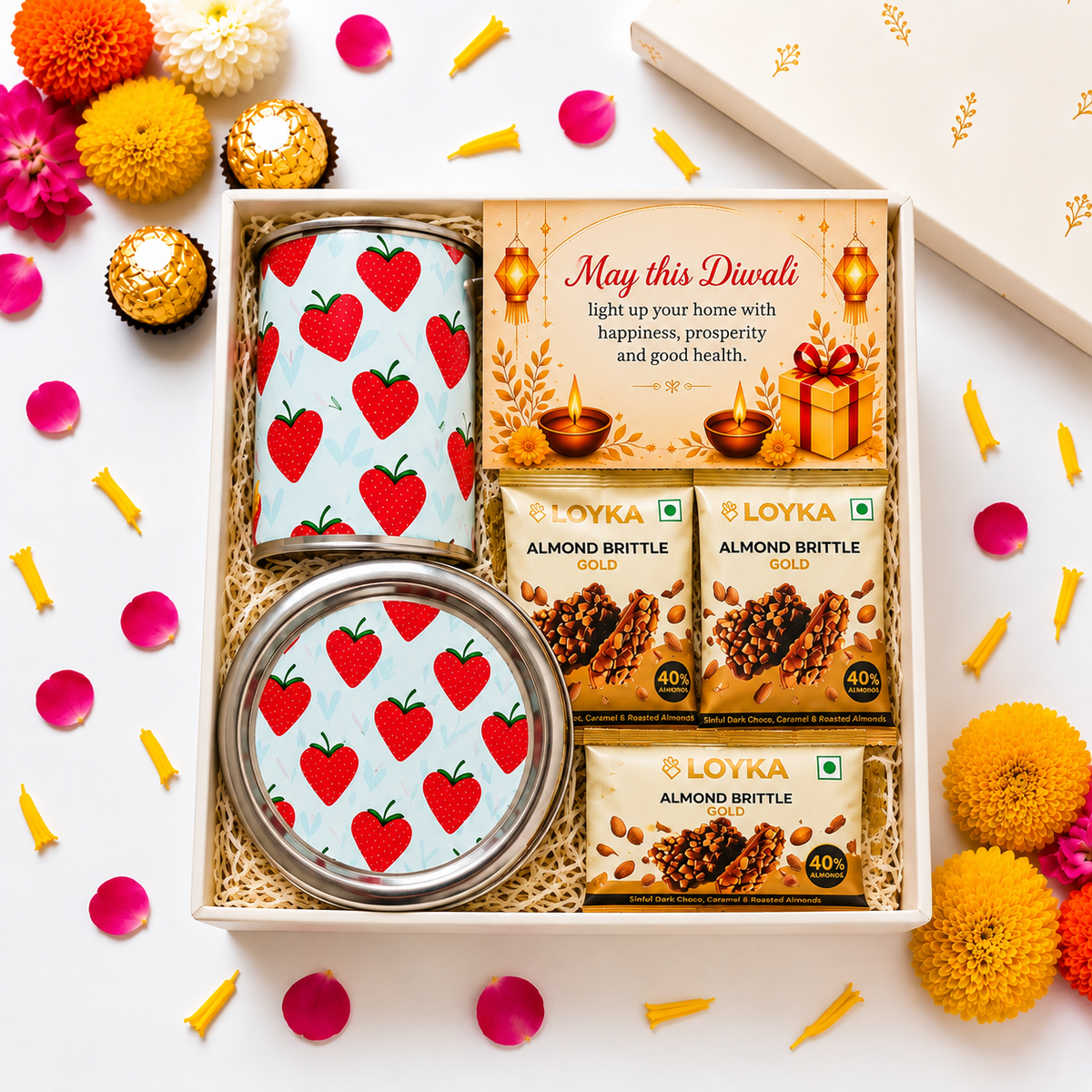 Premium Diwali Gift Box – Strawberry Snack Box + Strawberry Mug