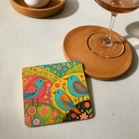 Elegant Print MDF Coaster – Stylish & Durable Design(Set of 4)
