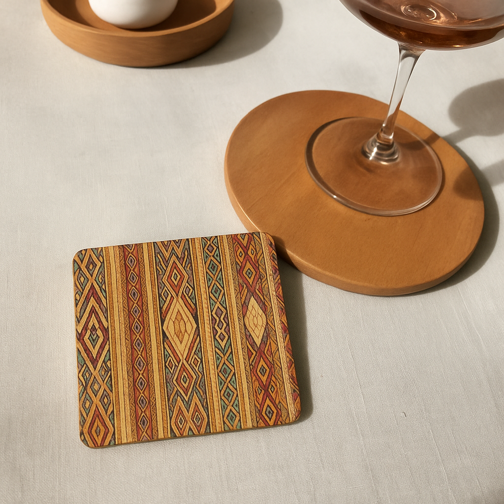 Elegant Print MDF Coaster – Stylish & Durable Design (Set of 4)