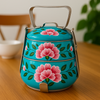 Ethnic Enamelware Steel Lunch Box – 2 Tier, Sustainable & Reusable