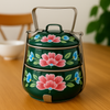 Ethnic Enamelware Steel Lunch Box – 2 Tier, Sustainable & Reusable