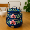 Ethnic Enamelware Steel Lunch Box – 2 Tier, Sustainable & Reusable