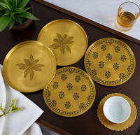 Embossed Brass Coaster Set of 2