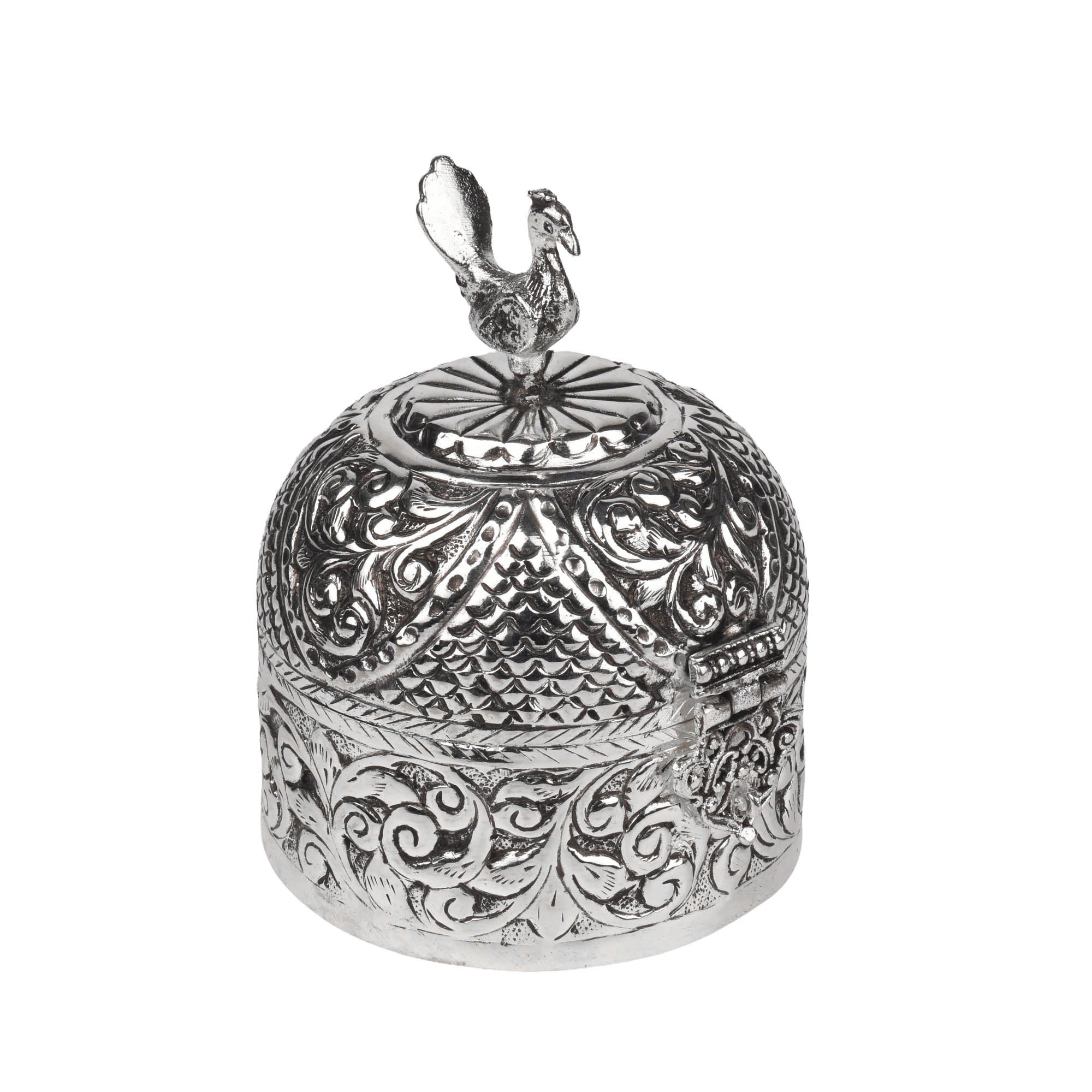 Silver Plated Peacock Design Multipurpose Decorative Box