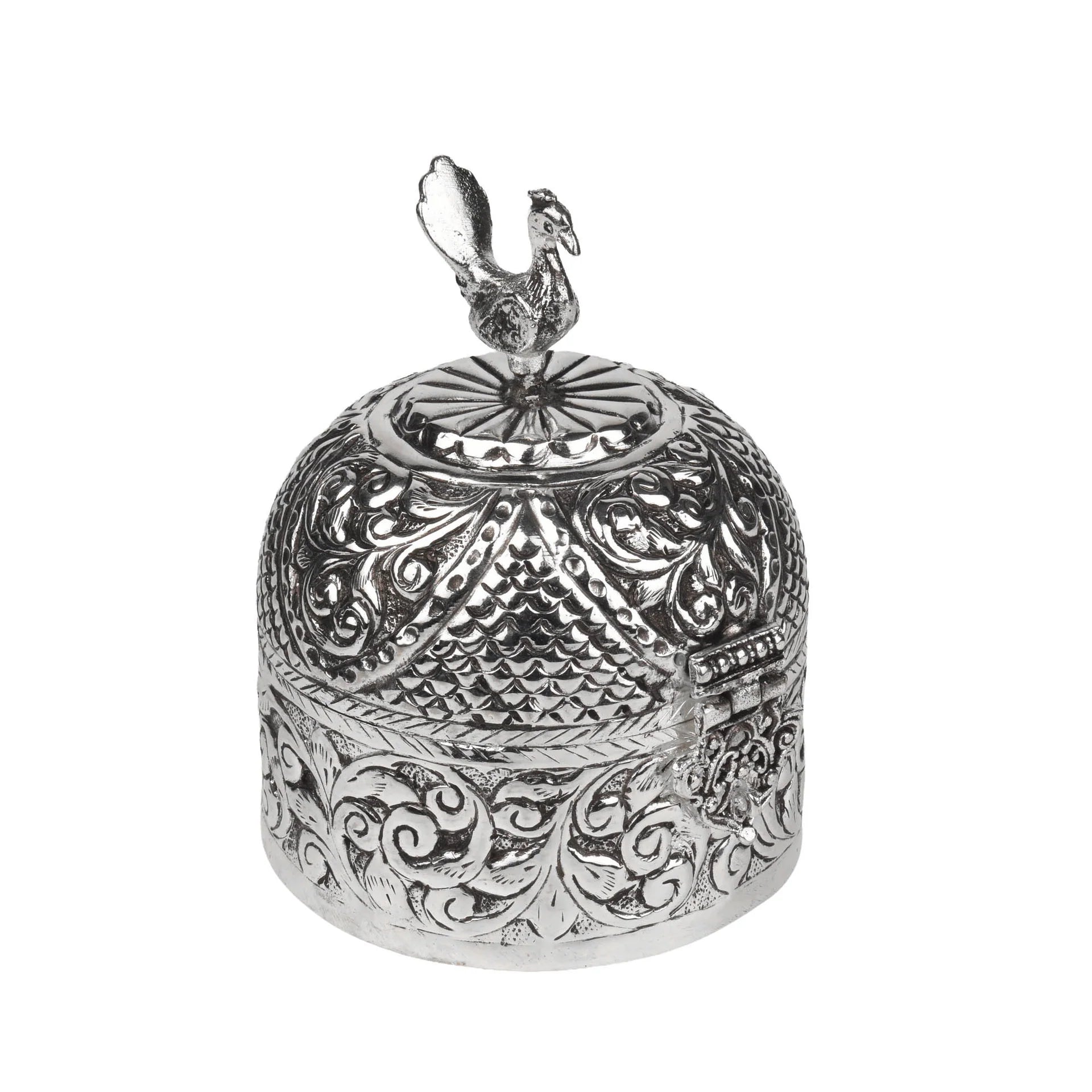 German Silver Peacock & Floral Elegance Combo Set of 2