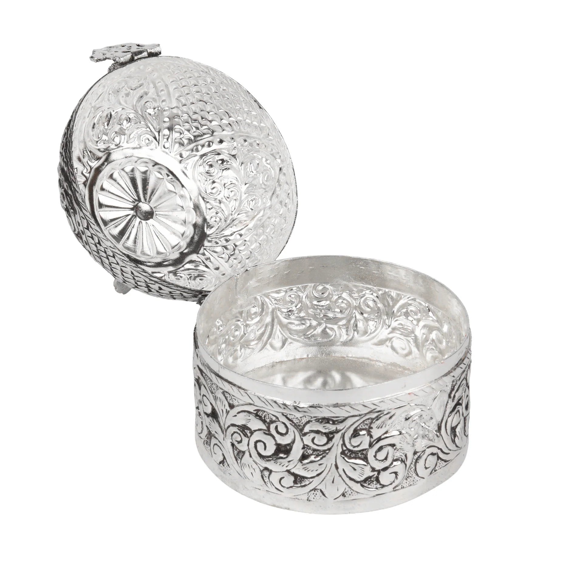 German Silver Peacock & Floral Elegance Combo Set of 2