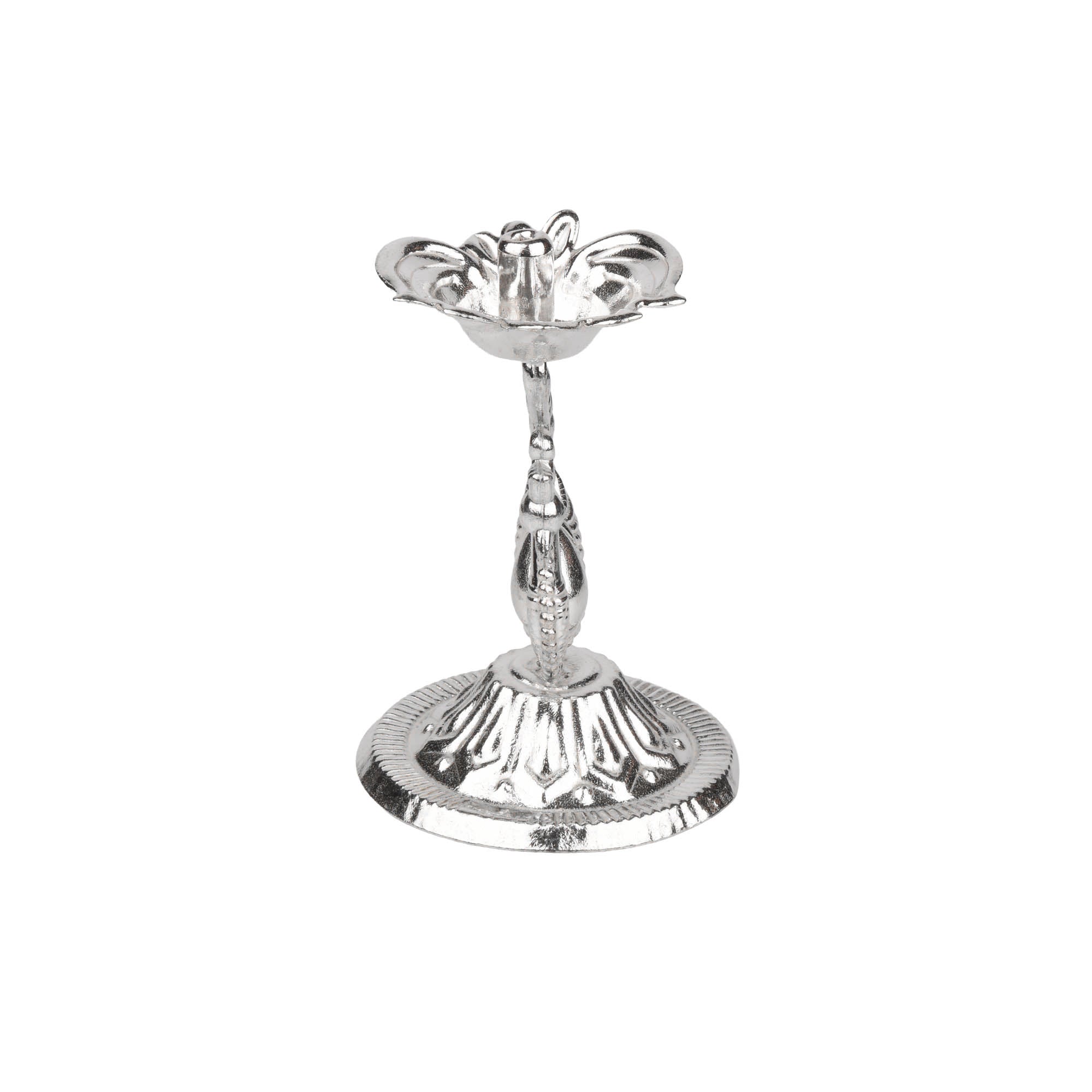 German Silver Peacock Deepam | Temple Diya for Puja, Aarti & Gifting