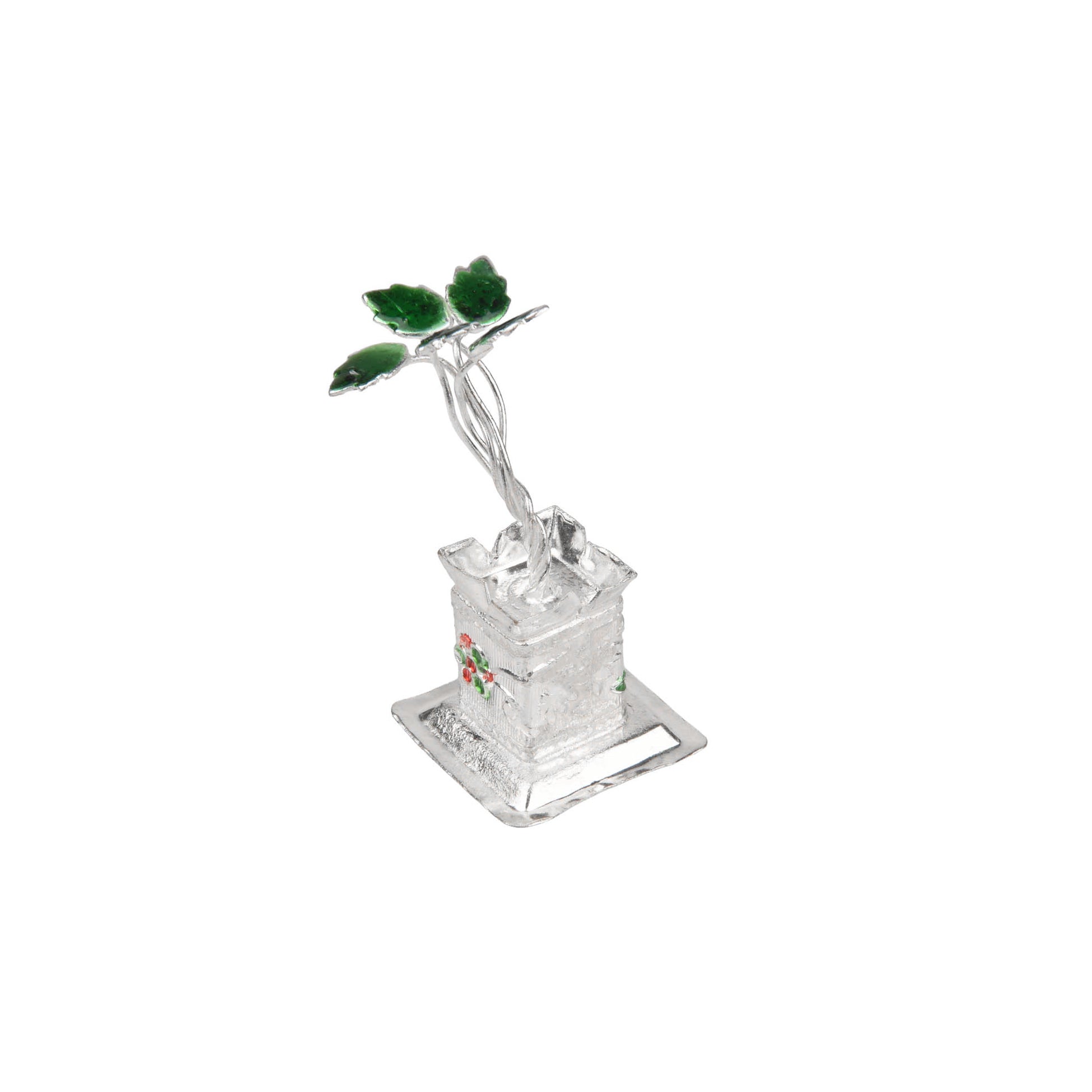 German Silver Decorative Tulsi Pot | Traditional Pooja & Home Temple Accessory