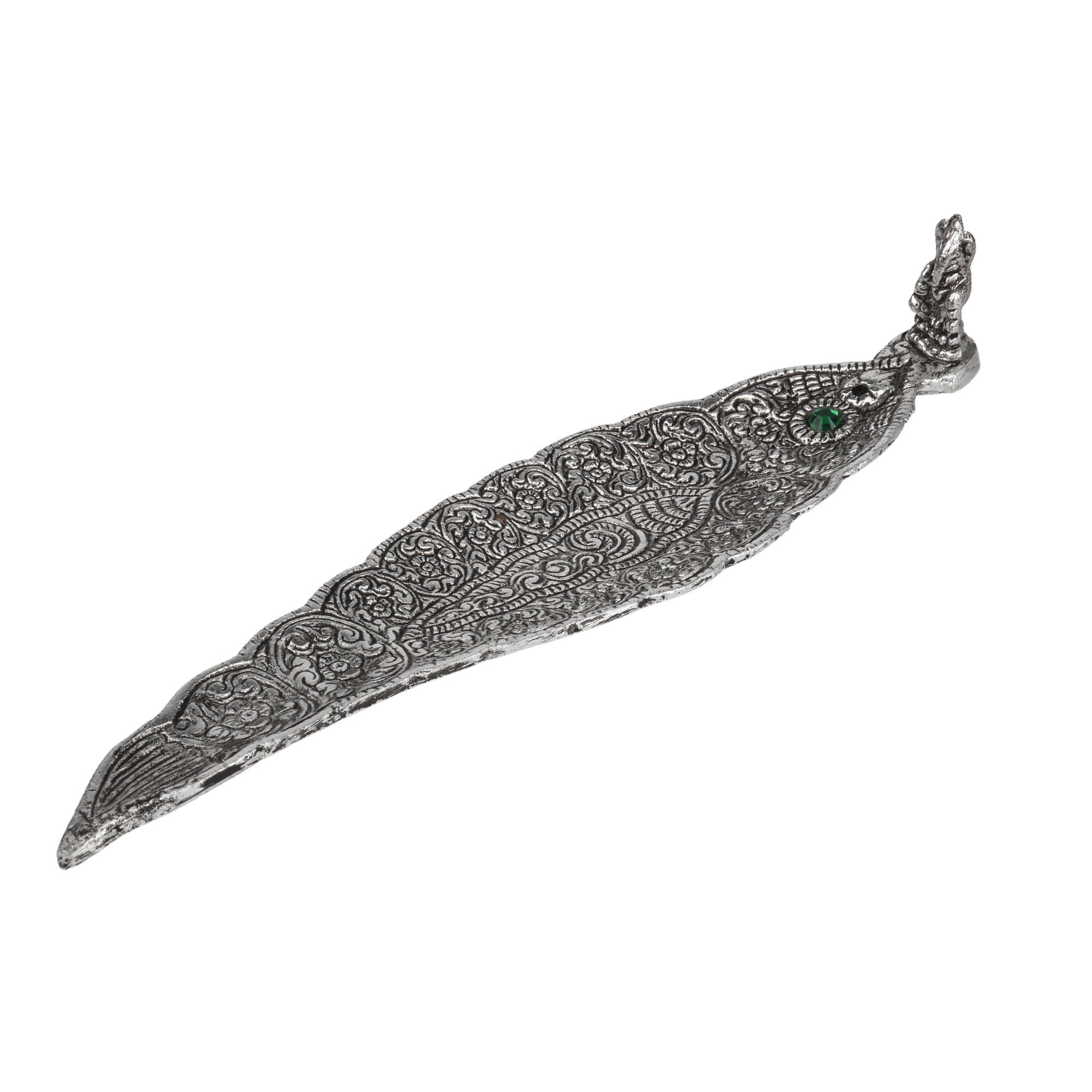 German Silver Leaf Incense Holder | Antique Style Agarbatti Stand for Home Temple & Pooja