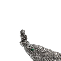 German Silver Leaf Incense Holder | Antique Style Agarbatti Stand for Home Temple & Pooja