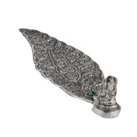 German Silver Leaf Incense Holder | Antique Style Agarbatti Stand for Home Temple & Pooja