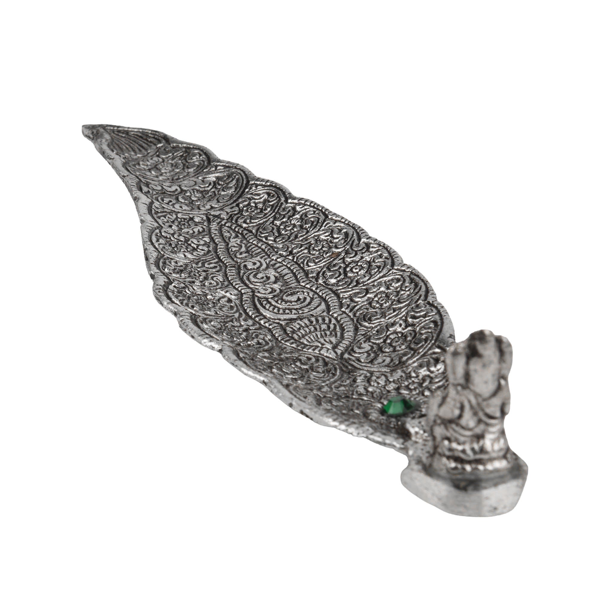 German Silver Leaf Incense Holder | Antique Style Agarbatti Stand for Home Temple & Pooja
