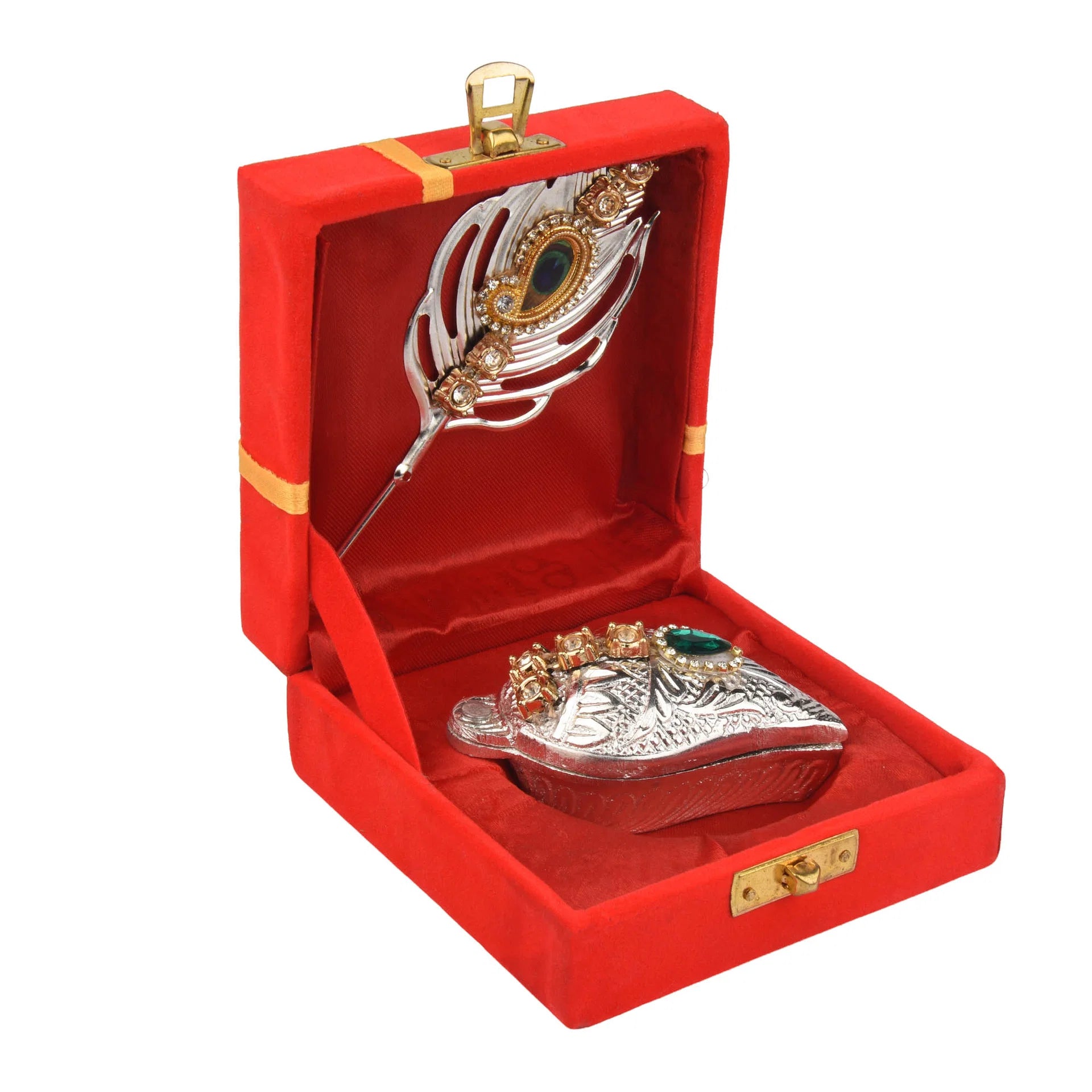 Silver Pooja Gift Combo | Kumkum Chawal Holder with Decorative Silver Plated Bowl.