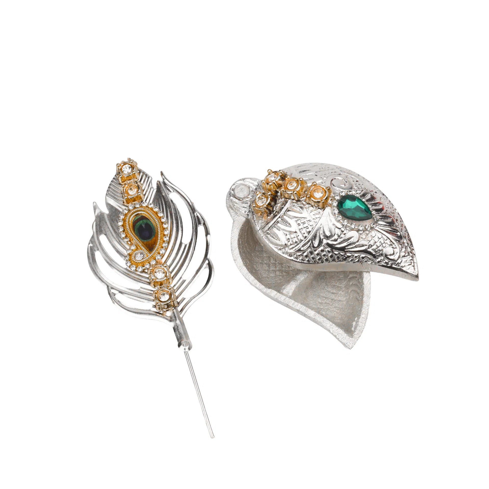 Silver Pooja Gift Combo | Kumkum Chawal Holder with Decorative Silver Plated Bowl.