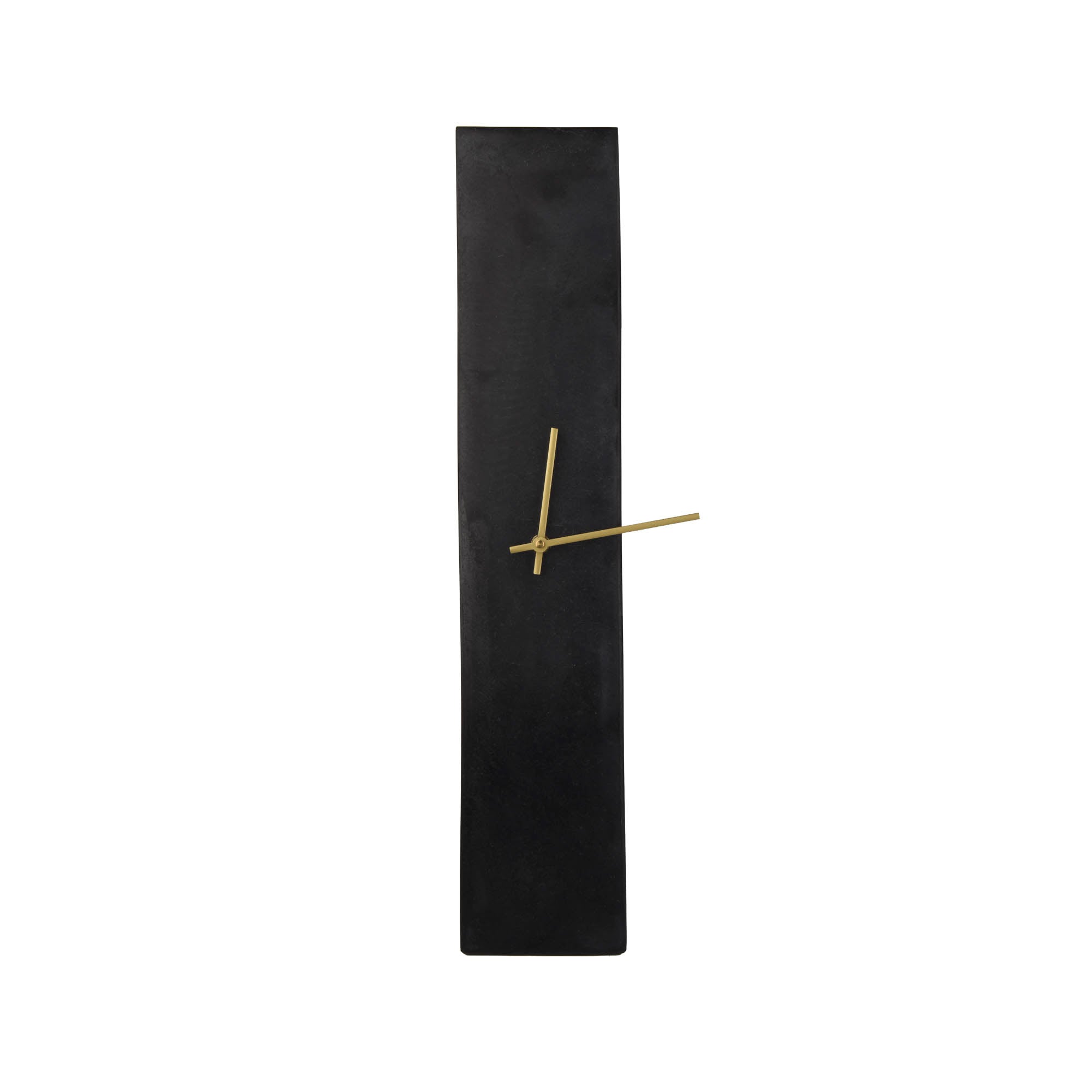 Modern Black Stone Wall Clock with Gold Hands – Minimalist Luxury Vertical Wall Décor