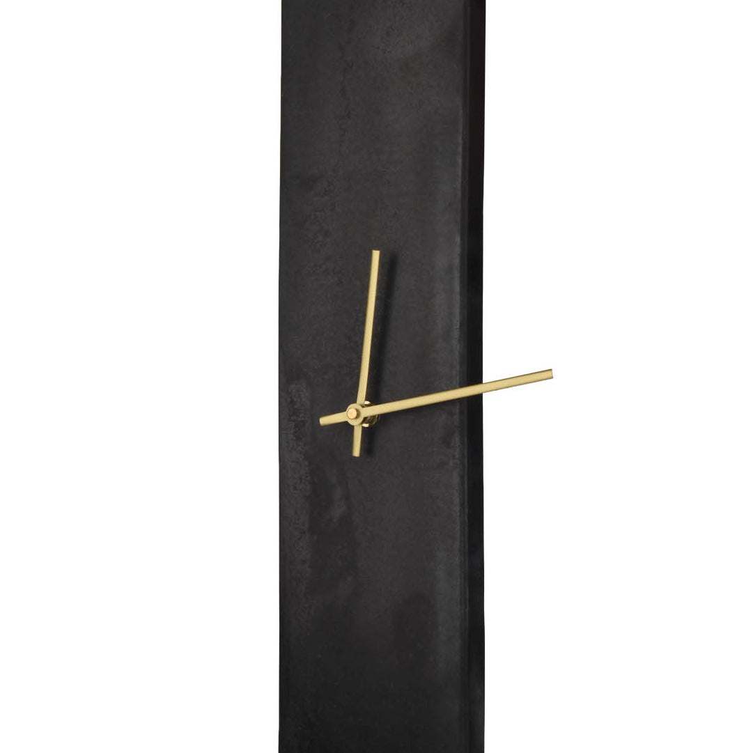 Modern Black Stone Wall Clock with Gold Hands – Minimalist Luxury Vertical Wall Décor