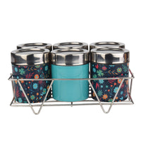 Meenakari Masala Jar Set with Stand | Spice Container Set for Kitchen